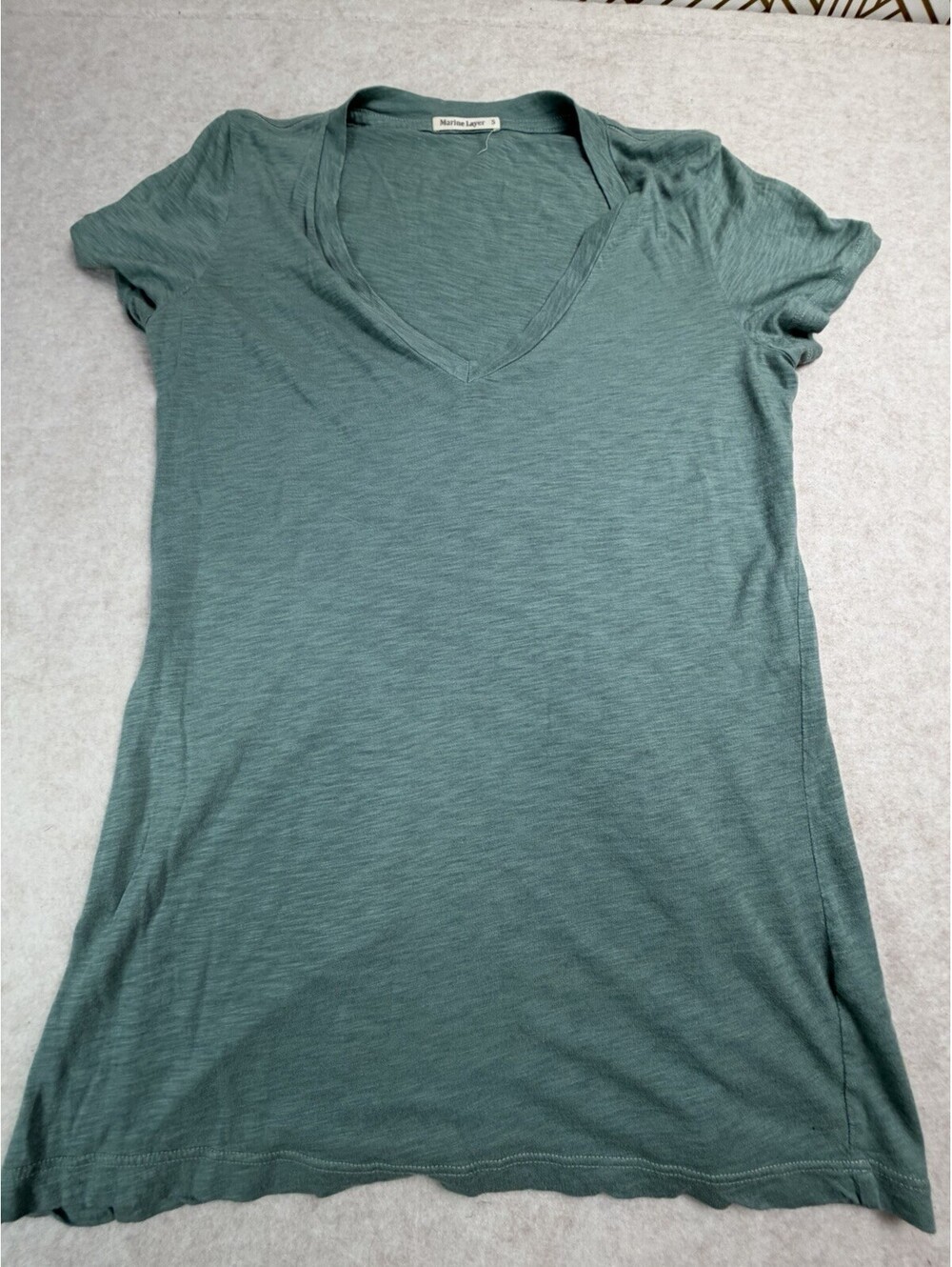 Marine Layer Classic Heather Green V-Neck T-Shirt Women's Size S Soft Casual Top